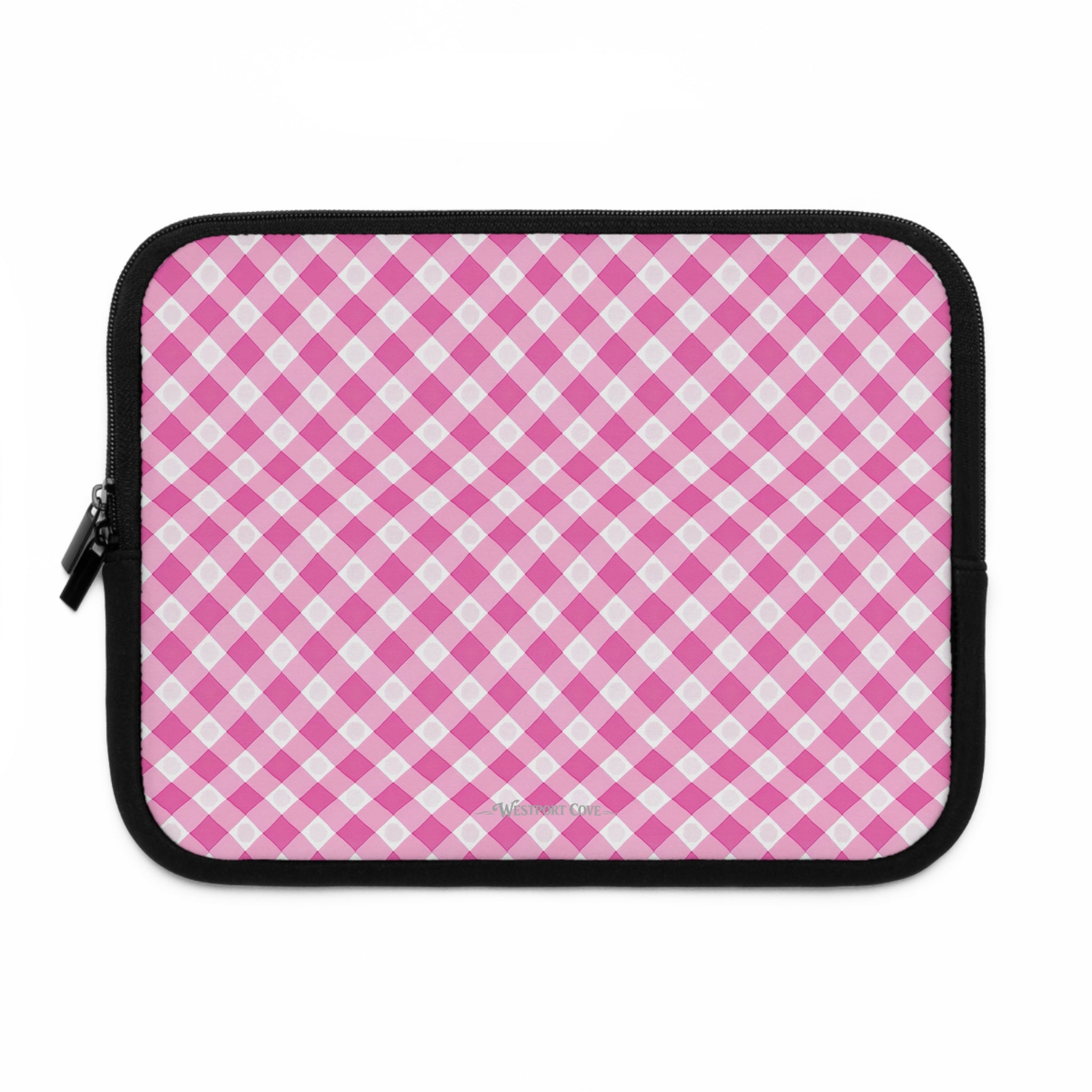 Pink Gingham  - Laptop Sleeve — Cute Plaid Protective Case