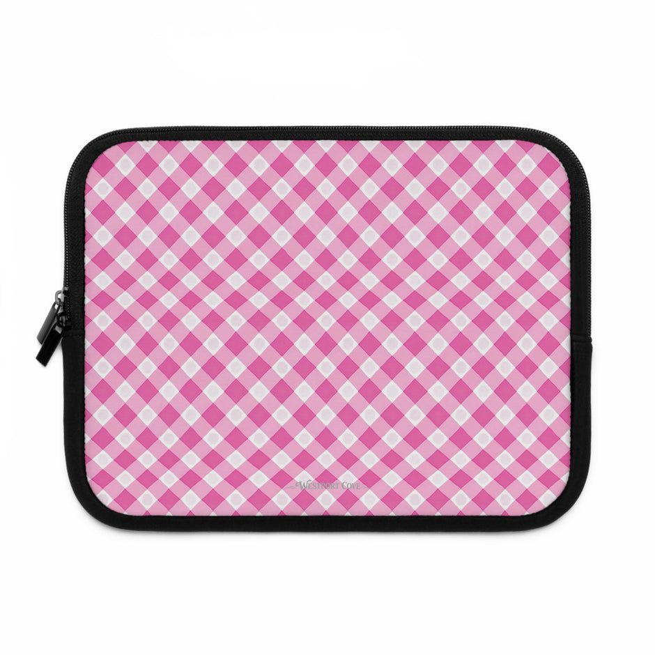 Pink Gingham  - Laptop Sleeve — Cute Plaid Protective Case