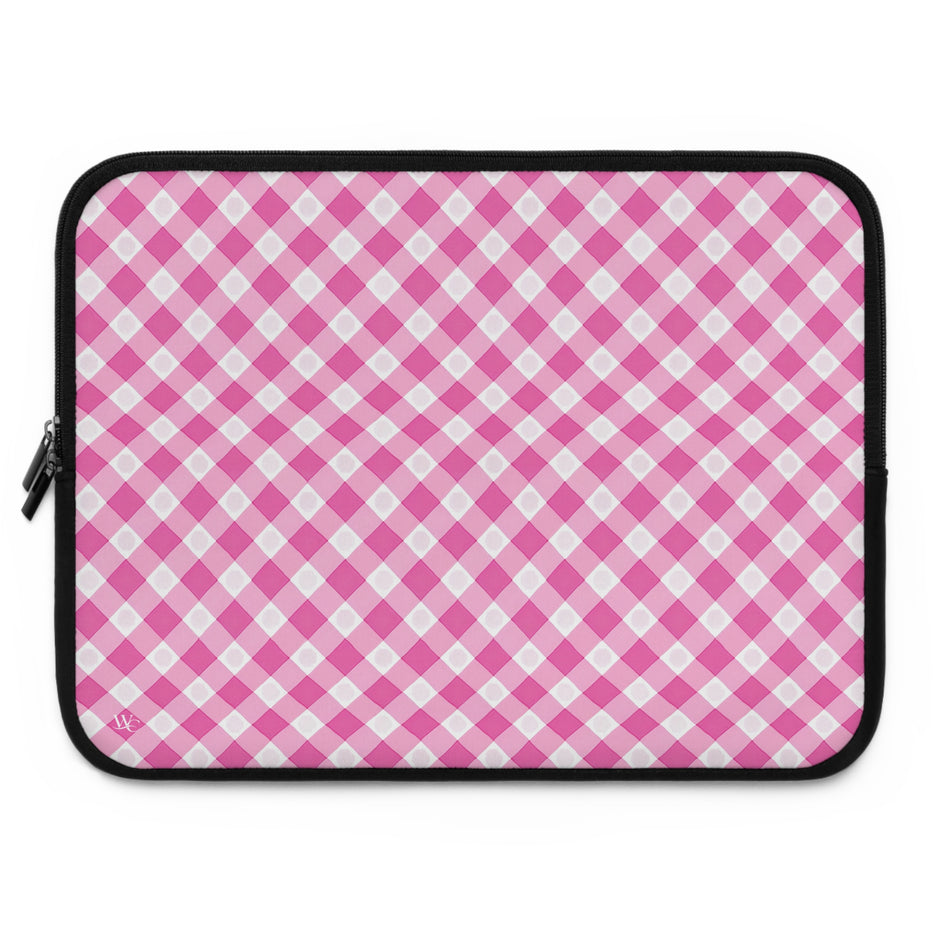 Pink Gingham Laptop Sleeve - Stylish Protection for Your Device