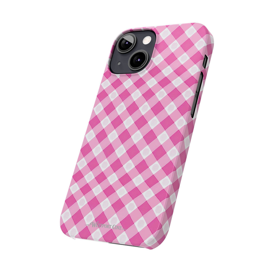 Pink Gingham - Essential Phone Case - Lightweight Protective Cover