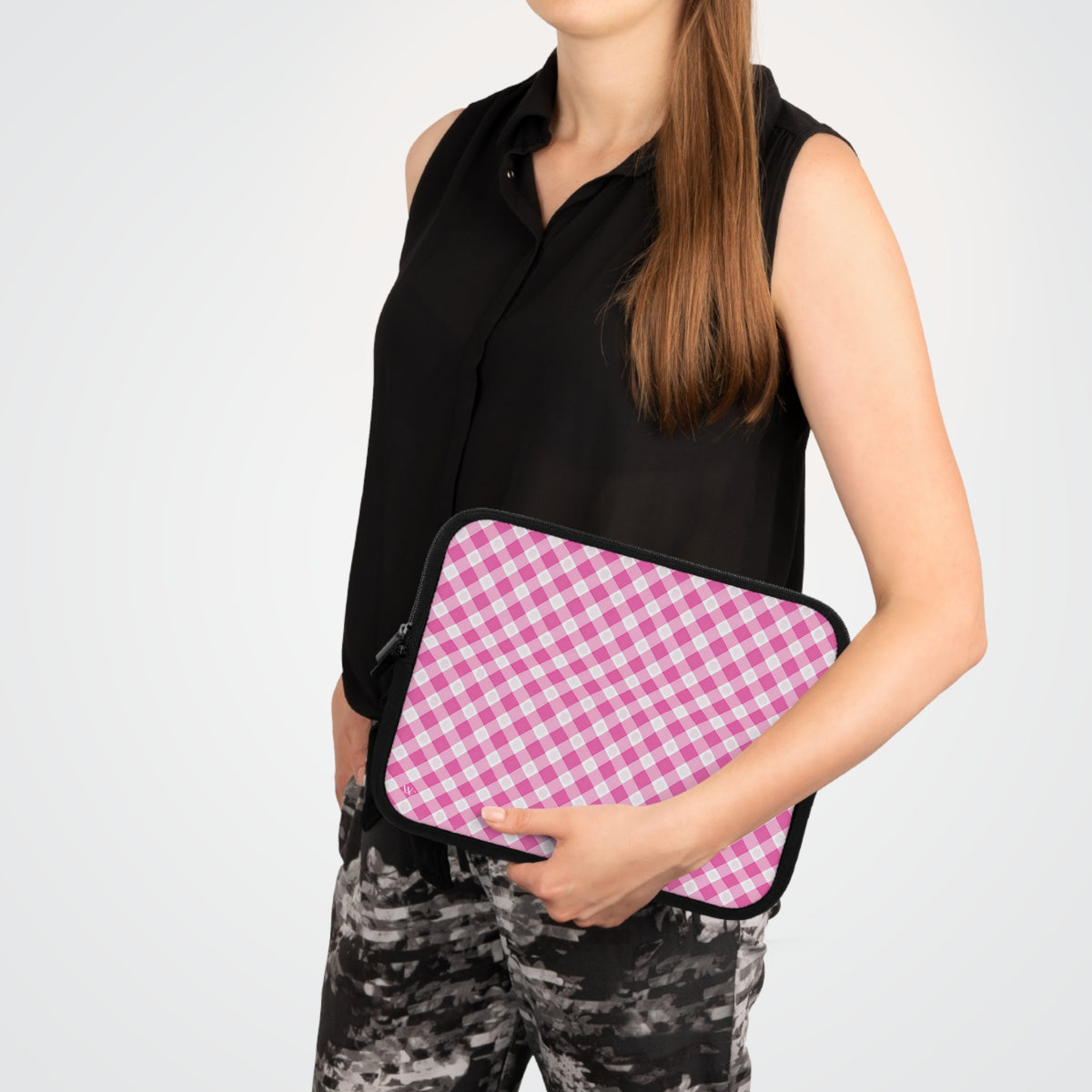 Pink Gingham Laptop Sleeve - Stylish Protection for Your Device