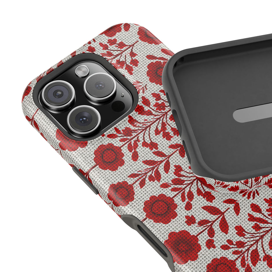 Red Scandi Floral - Extreme Impact MagSafe Phone Case