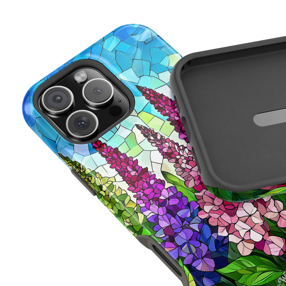 Floral Mosaic Stained Glass Colorful Lupine - Extreme Impact MagSafe Phone Case