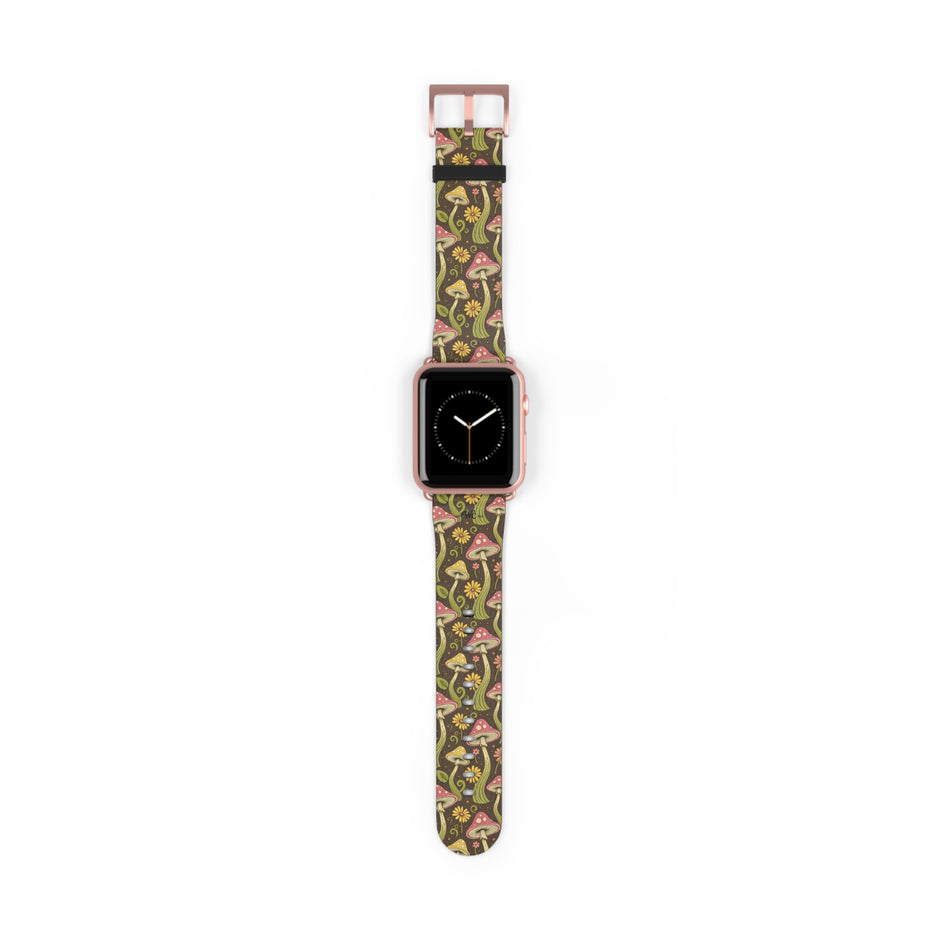 Magic Mushroom - Apple Watch Band  - Vintage Forest Fungi Apple Watch Strap