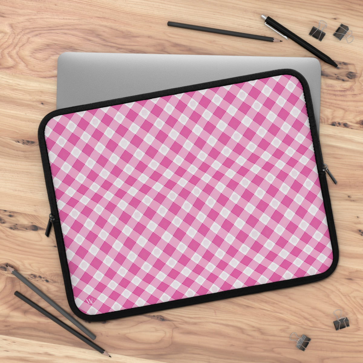 Pink Gingham Laptop Sleeve - Stylish Protection for Your Device
