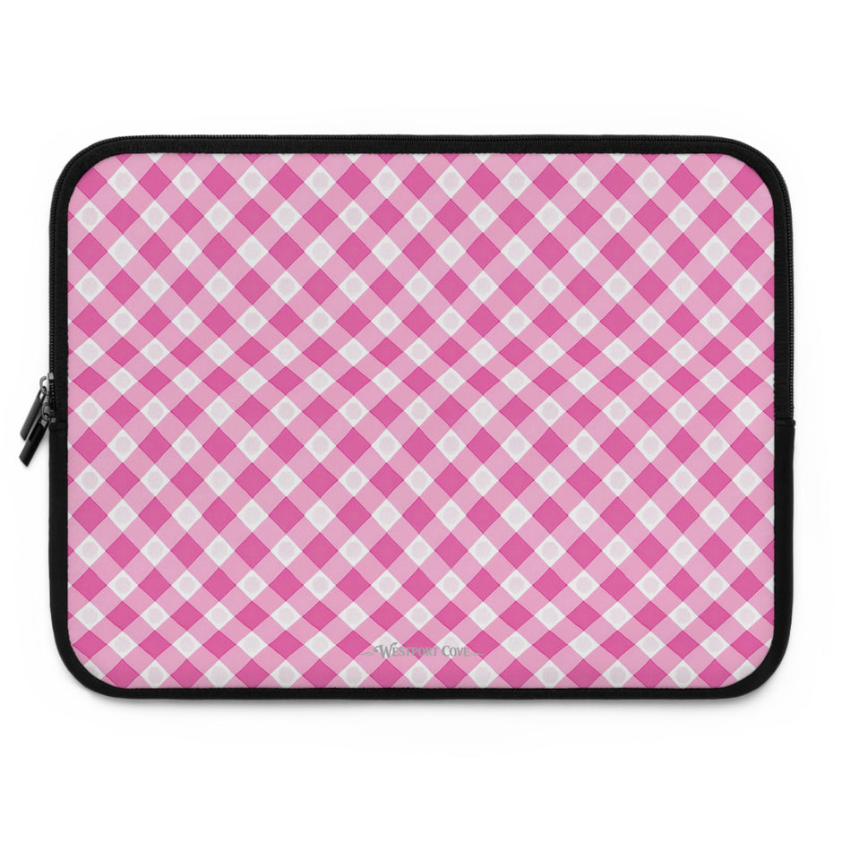 Pink Gingham  - Laptop Sleeve — Cute Plaid Protective Case