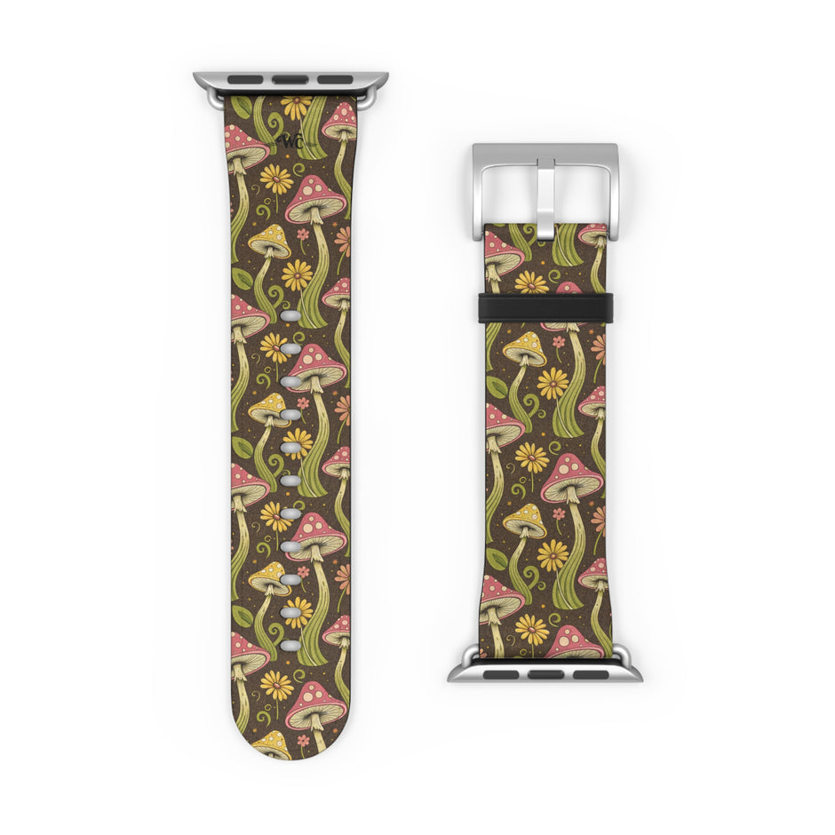 Magic Mushroom - Apple Watch Band  - Vintage Forest Fungi Apple Watch Strap