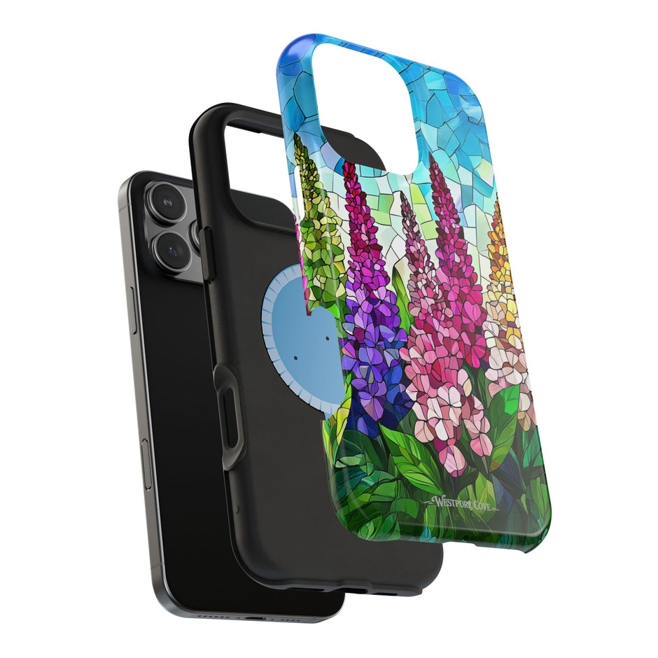 Floral Mosaic Stained Glass Colorful Lupine - Extreme Impact MagSafe Phone Case