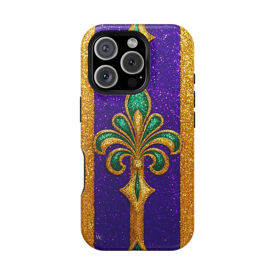 Mardi Gras Glitter Fleur - Extreme Impact MagSafe Phone Case