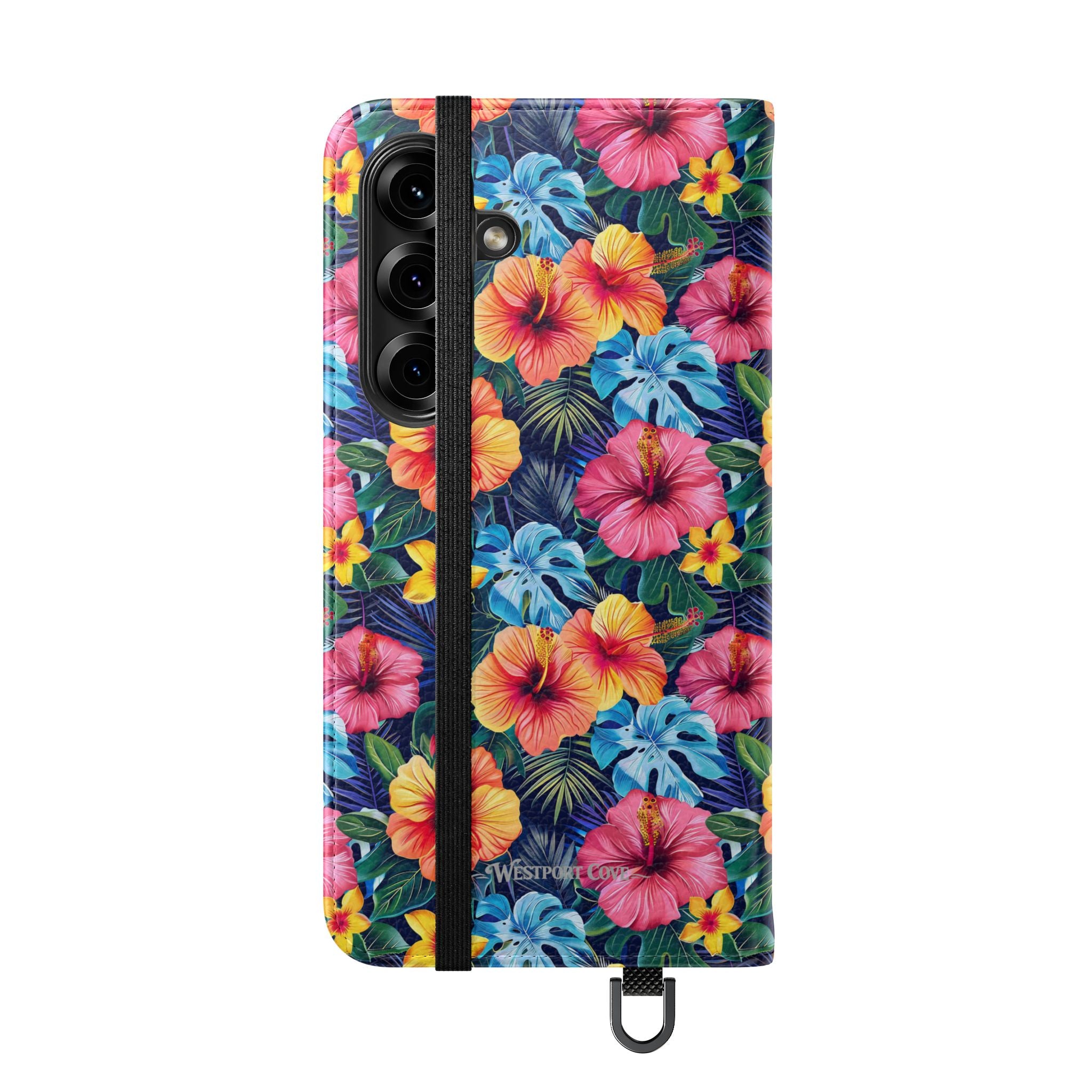Tropical Hibiscus Flip Phone Case — Floral Wallet Flip Case with Card Slots