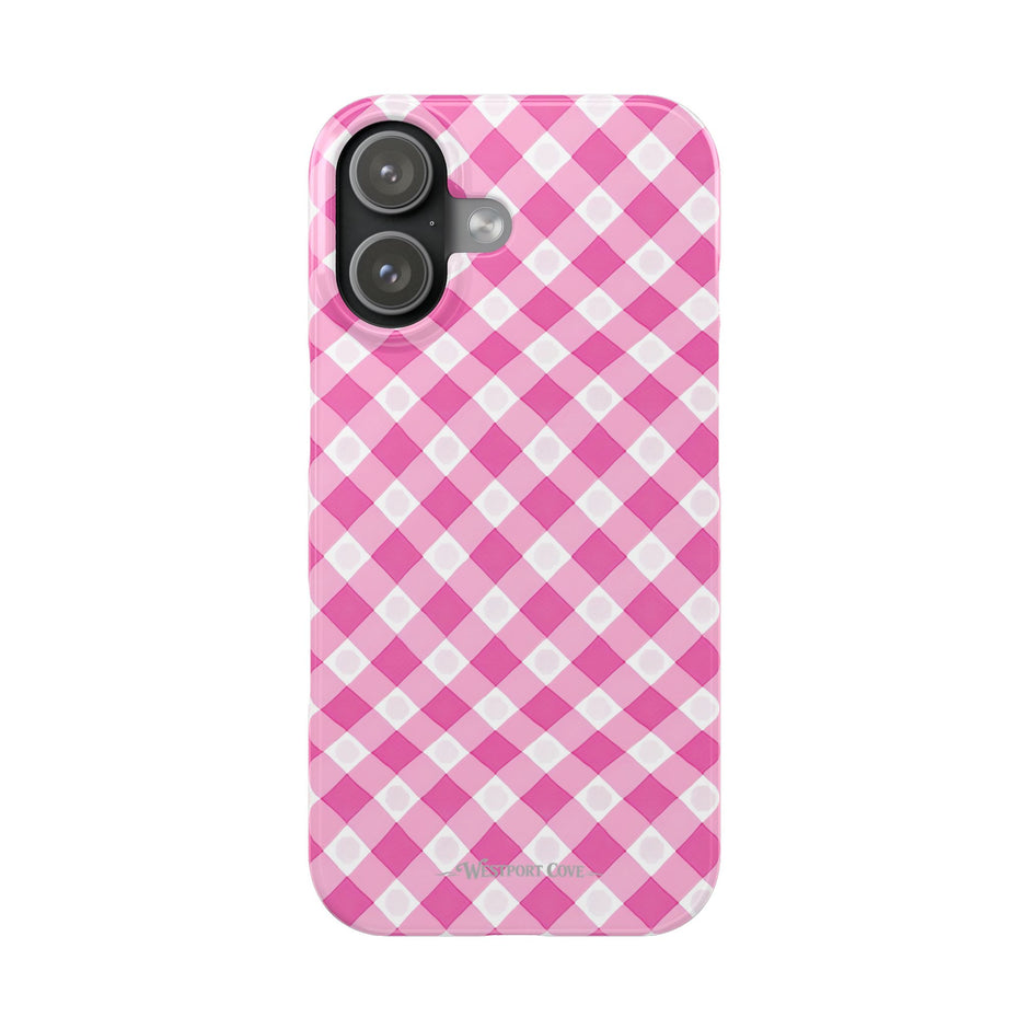 Pink Gingham - Essential Phone Case - Lightweight Protective Cover