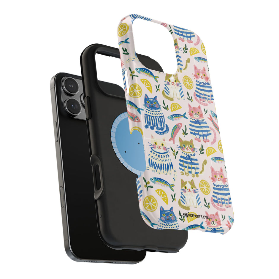 Watercolor Cats - Extreme Impact MagSafe Phone Case — Lemon Pattern