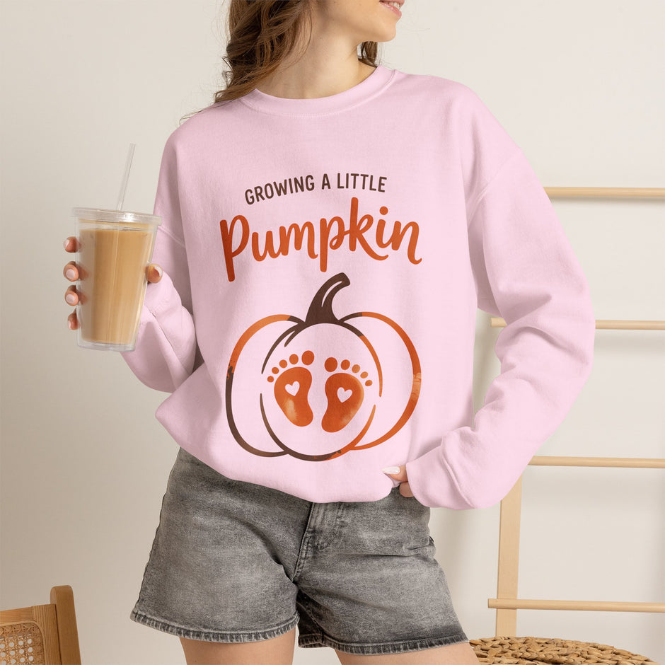 Pregnancy Sweatshirt - "Growing a Little Pumpkin" Maternity Halloween Crewneck