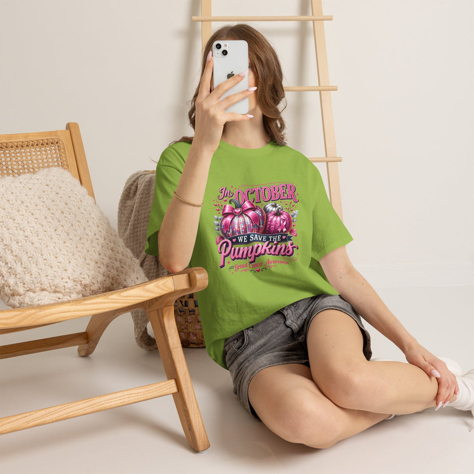 October Breast Cancer Awareness Pumpkin Tee — 