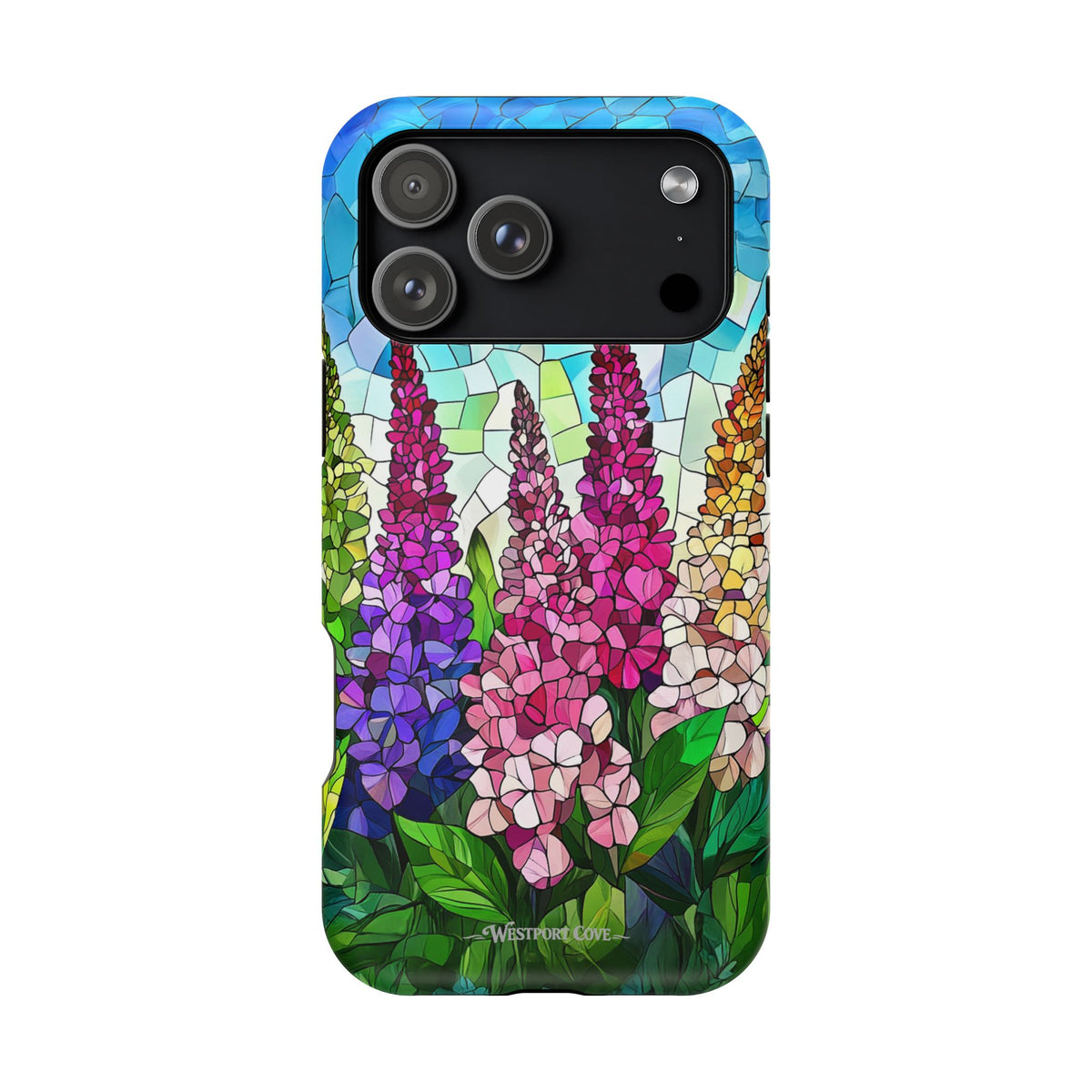 Floral Mosaic Stained Glass Colorful Lupine - Extreme Impact MagSafe Phone Case