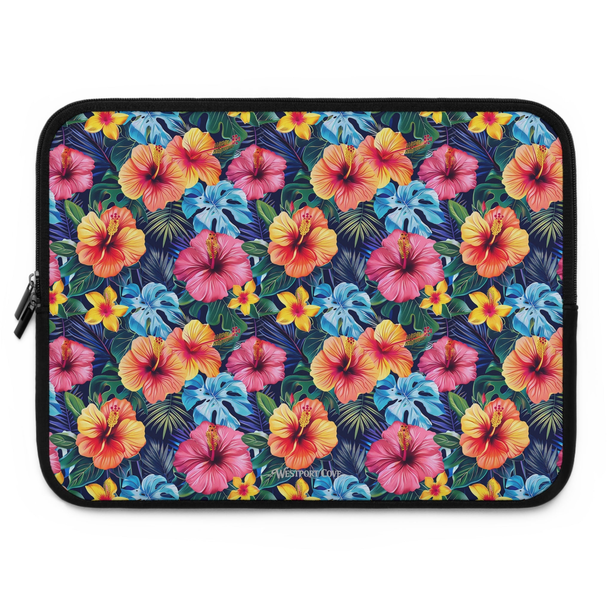 Tropical Hibiscus Laptop Sleeve — Bright Floral Neoprene Case