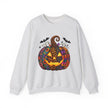 Halloween Jack-O'-Lantern Sweatshirt — Colorful Patterned Pumpkin Crewneck