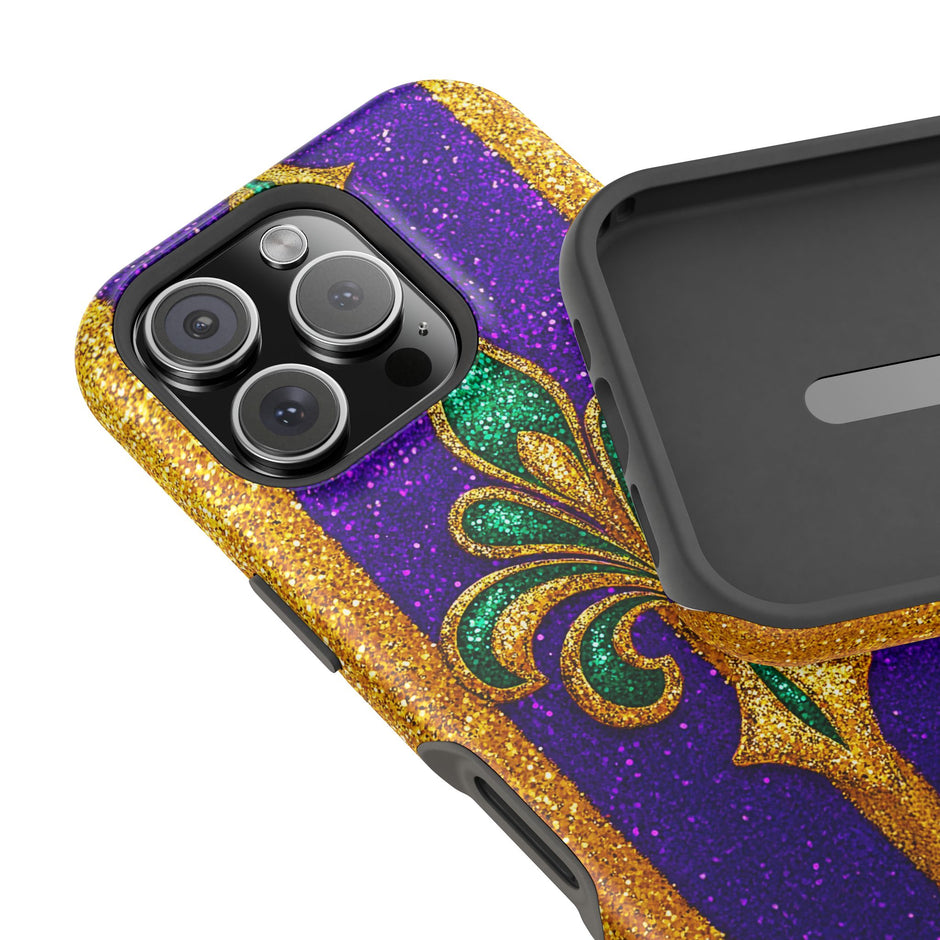 Mardi Gras Glitter Fleur - Extreme Impact MagSafe Phone Case