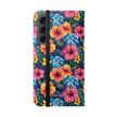 Tropical Hibiscus Flip Phone Case — Floral Wallet Flip Case with Card Slots