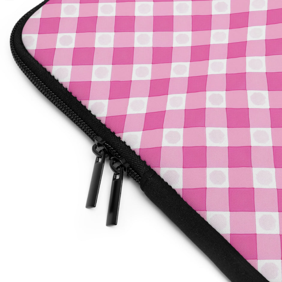 Pink Gingham Laptop Sleeve - Stylish Protection for Your Device