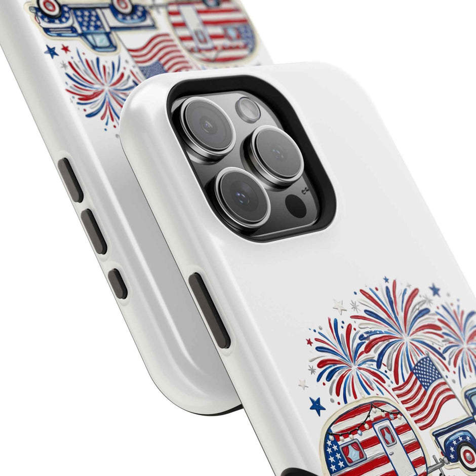 Glamping in the USA - Patriotic Camping Extreme Impact MagSafe Phone Case