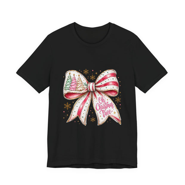 Christmas Bow Tee — "Oh Christmas Tree" Holiday Graphic T-Shirt