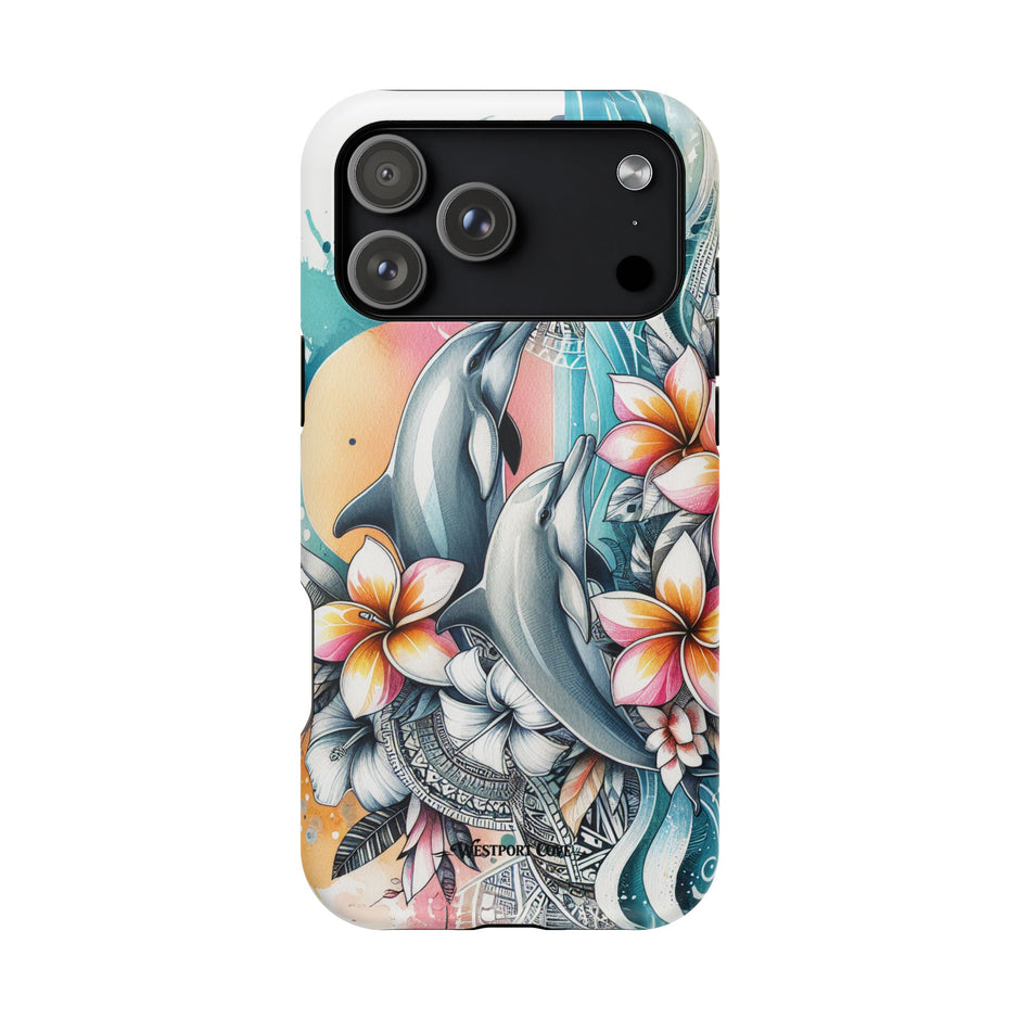 Dolphin Floral Extreme Impact MagSafe Phone Case