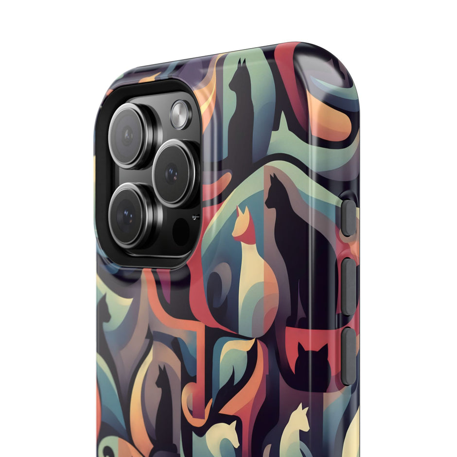 Camo Cats - Extreme Impact MagSafe Phone Case — Abstract Cat Pattern