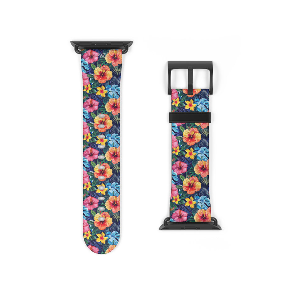 Floral Hibiscus - Apple Watch Band -Colorful Tropical Watch Strap