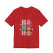 Ho Ho Ho Cute Christmas Tee — Pink Tree, Gingerbread & Reindeer Holiday Shirt