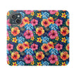 Tropical Hibiscus Flip Phone Case — Floral Wallet Flip Case with Card Slots