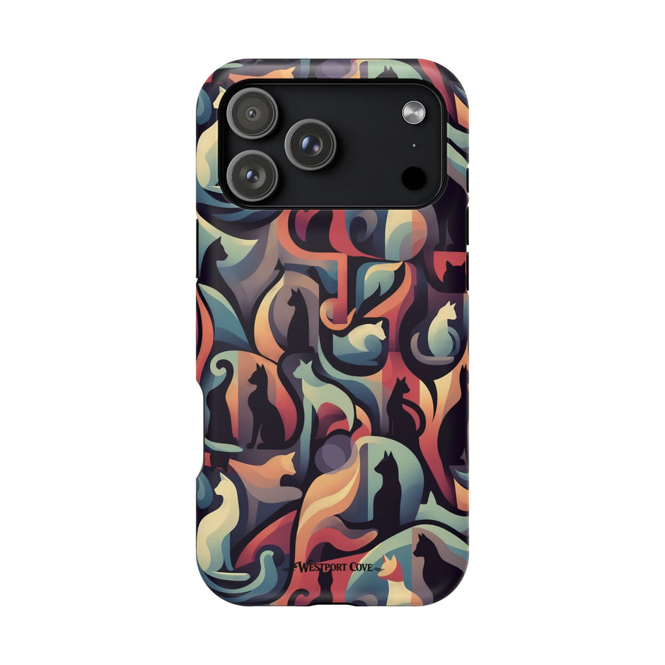 Camo Cats - Extreme Impact MagSafe Phone Case — Abstract Cat Pattern