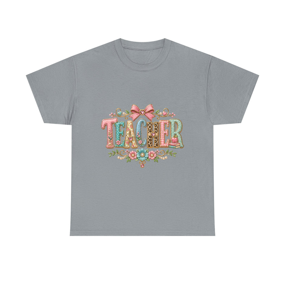 Teacher Floral Graphic Tee — Vintage Bow & Floral 