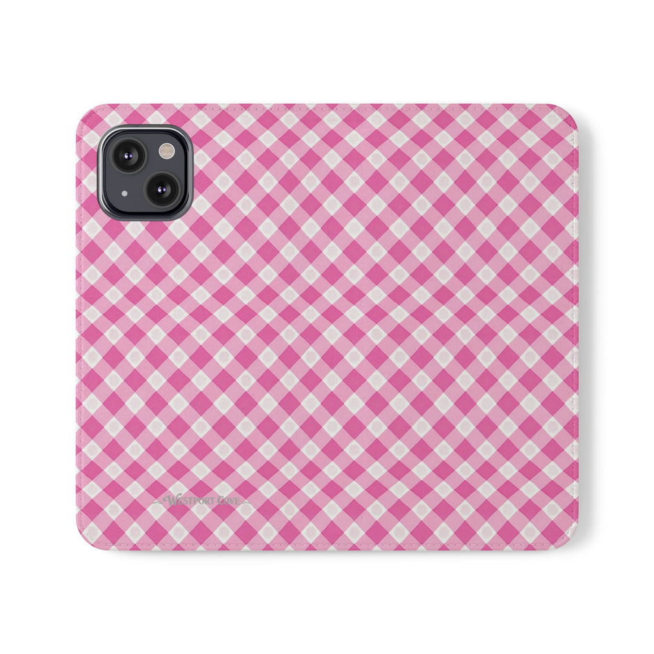 Pink Gingham - Flip Case – Wallet Flip Case with Card Slots