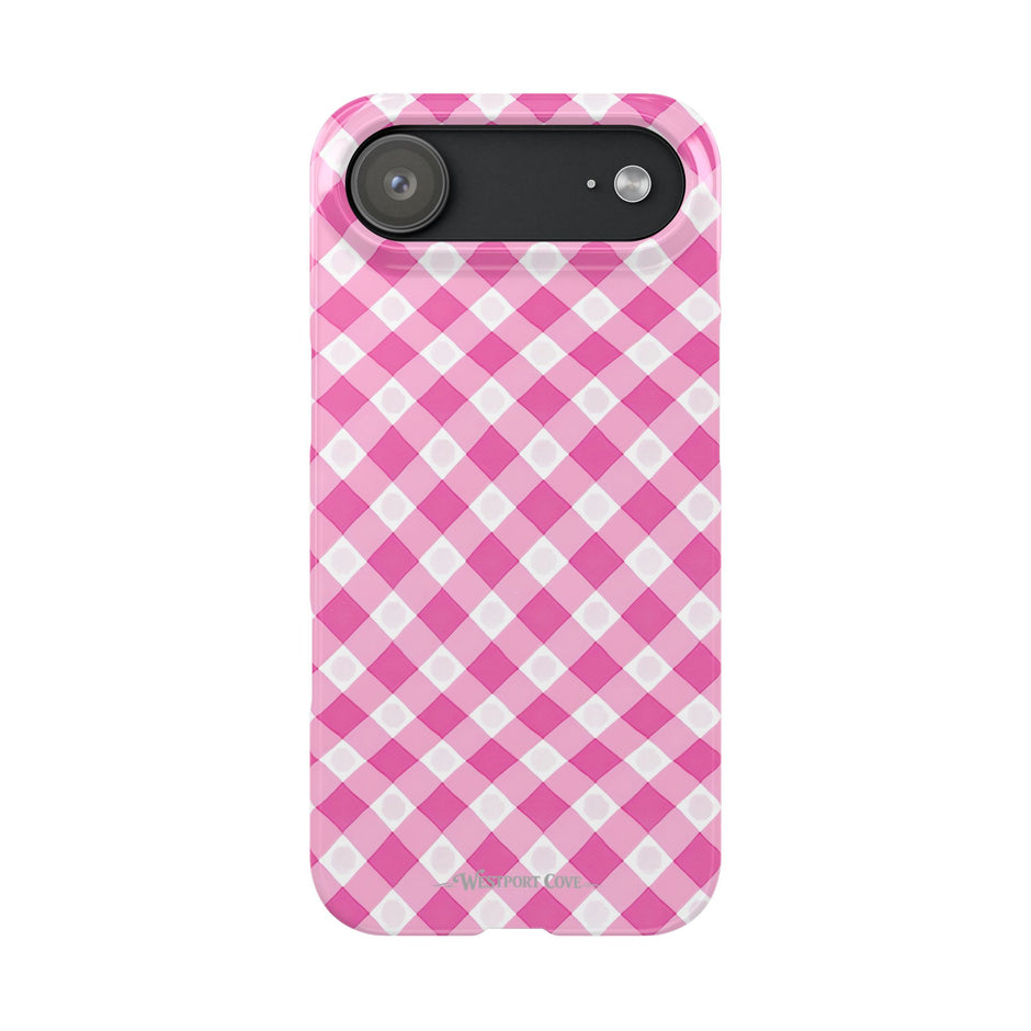Pink Gingham - Essential Phone Case - Lightweight Protective Cover
