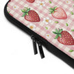 Strawberry Gingham Laptop Sleeve — Cute Pink Floral Laptop Case