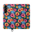 Tropical Hibiscus Flip Phone Case — Floral Wallet Flip Case with Card Slots