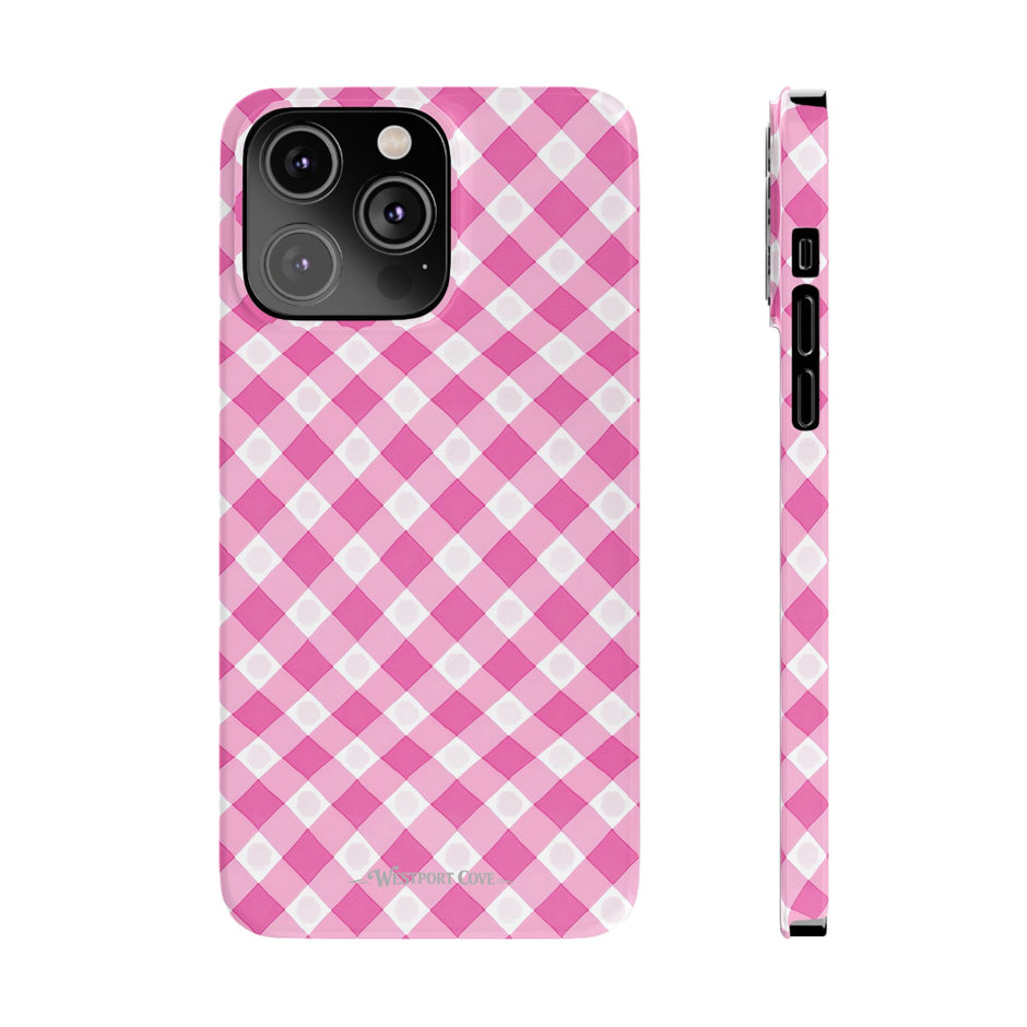 Pink Gingham - Essential Phone Case - Lightweight Protective Cover