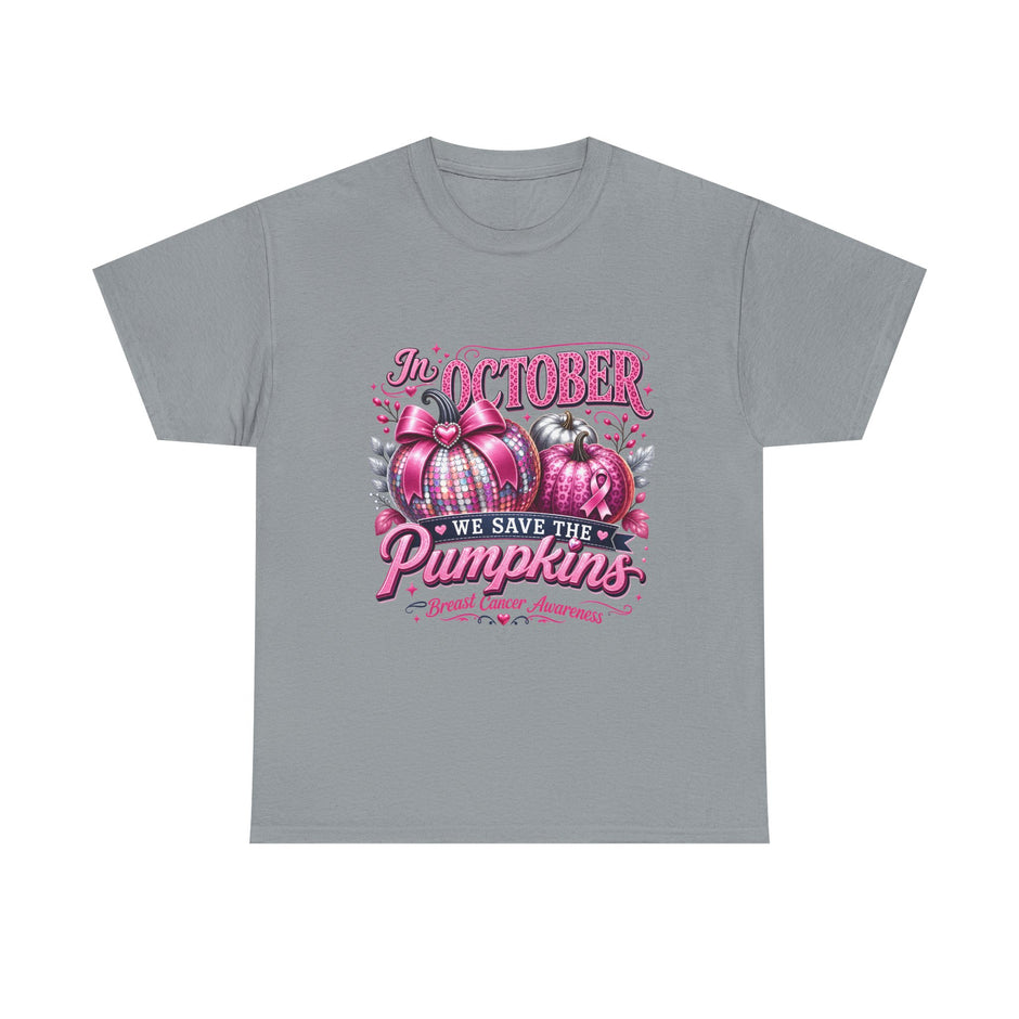October Breast Cancer Awareness Pumpkin Tee — 