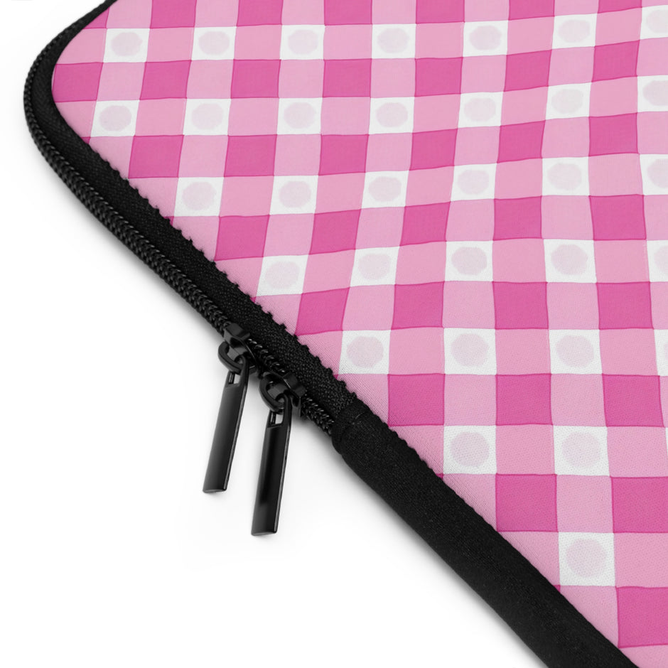 Pink Gingham  - Laptop Sleeve — Cute Plaid Protective Case