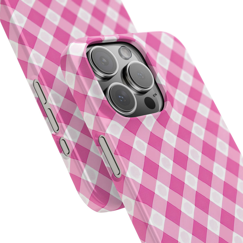 Pink Gingham - Essential Phone Case - Lightweight Protective Cover