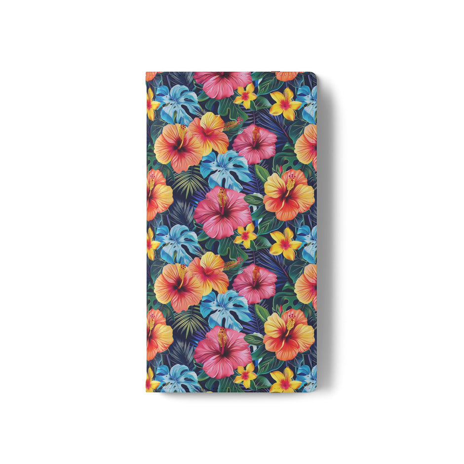 Tropical Hibiscus Flip Phone Case — Floral Wallet Flip Case with Card Slots