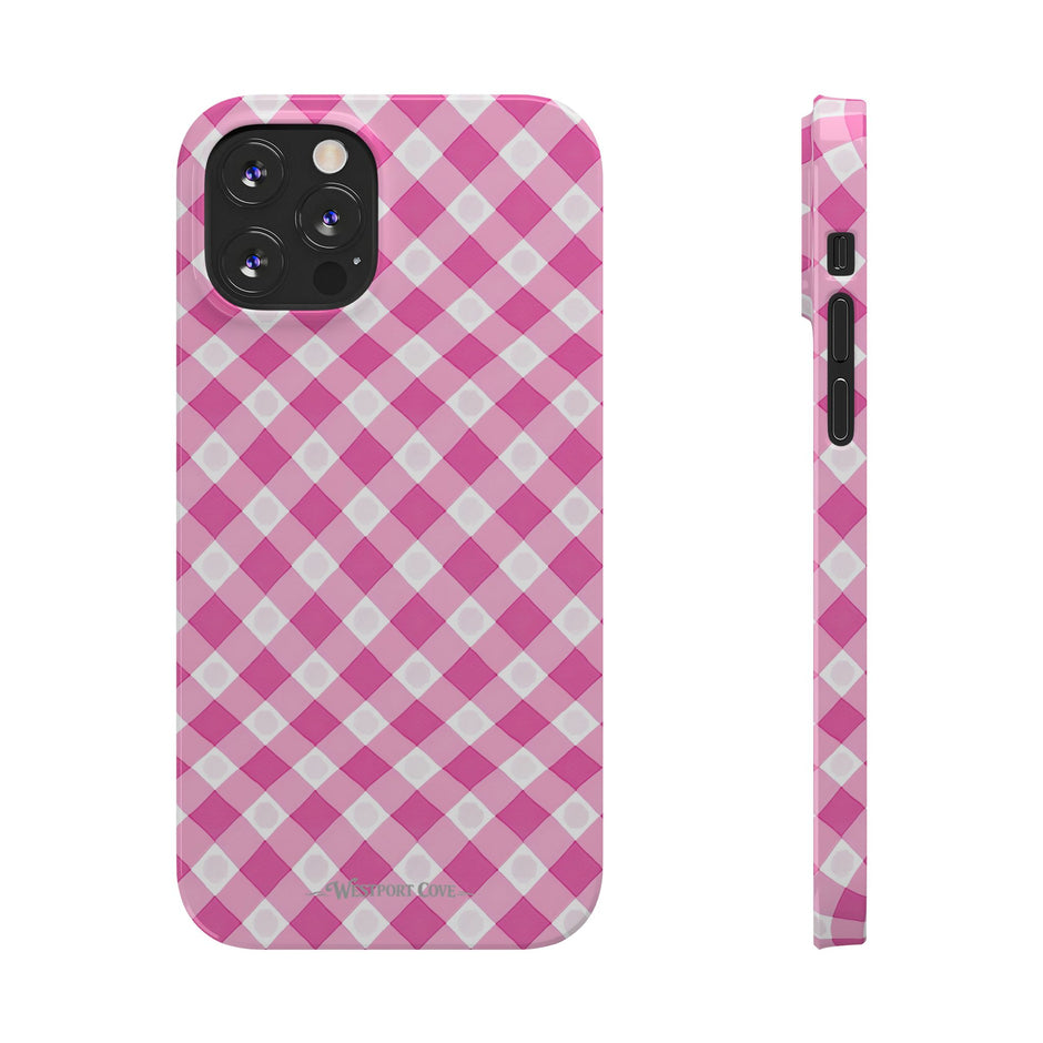 Pink Gingham - Essential Phone Case - Lightweight Protective Cover