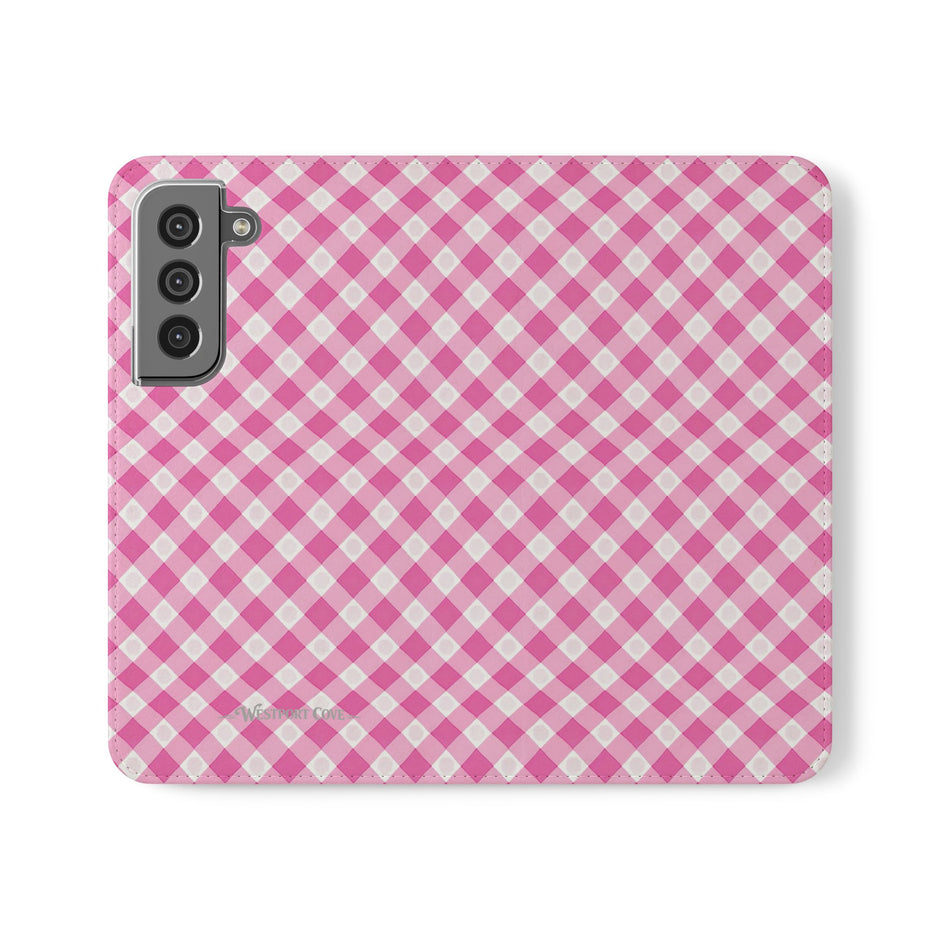 Pink Gingham - Flip Case – Wallet Flip Case with Card Slots