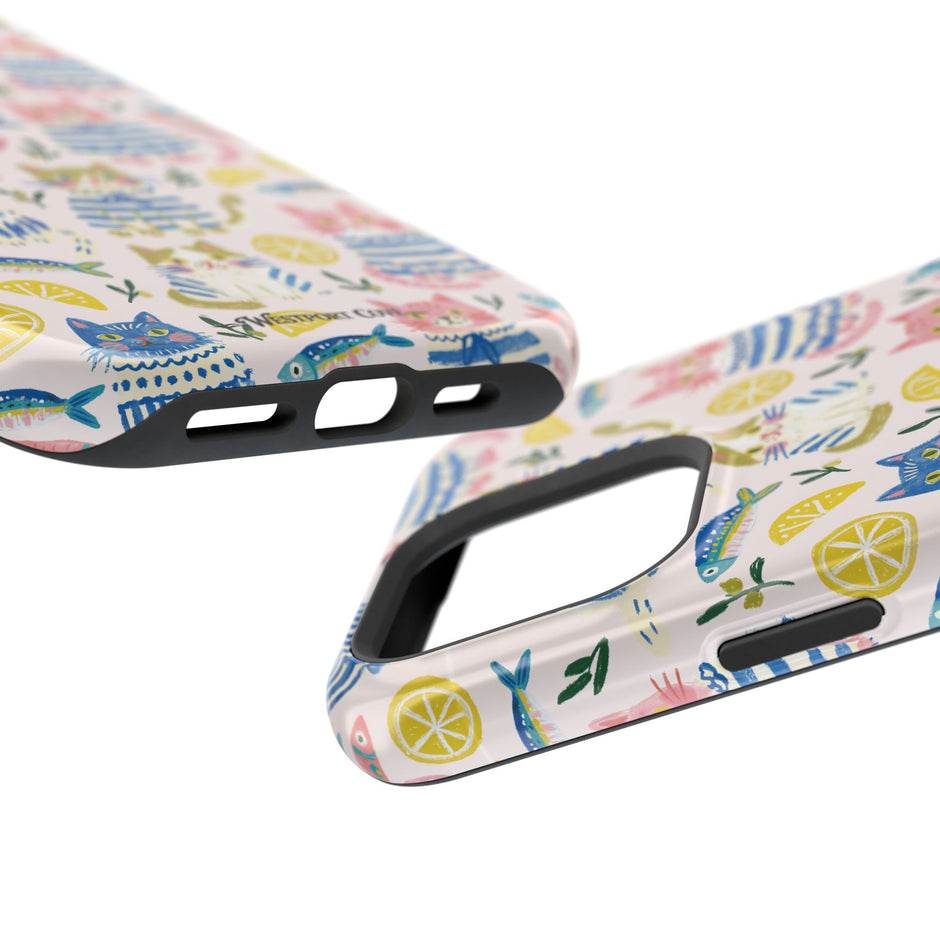 Watercolor Cats - Extreme Impact MagSafe Phone Case — Lemon Pattern