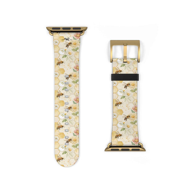 Honeycomb Heaven - Honeybee Apple Watch Band— Bee & Honeycomb Pattern Apple Watch Strap