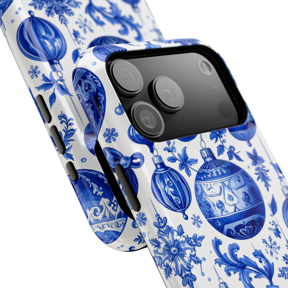 Blue and White Christmas Ornaments Extreme Impact MagSafe Phone Case