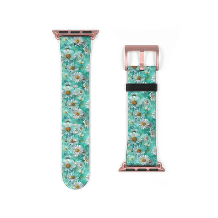 The Blue - Daisy Meadow Floral Apple Watch Band – Teal Daisy Apple Watch Strap