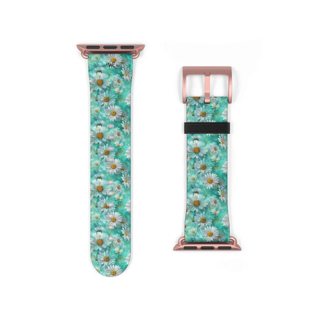 The Blue - Daisy Meadow Floral Apple Watch Band – Teal Daisy Apple Watch Strap