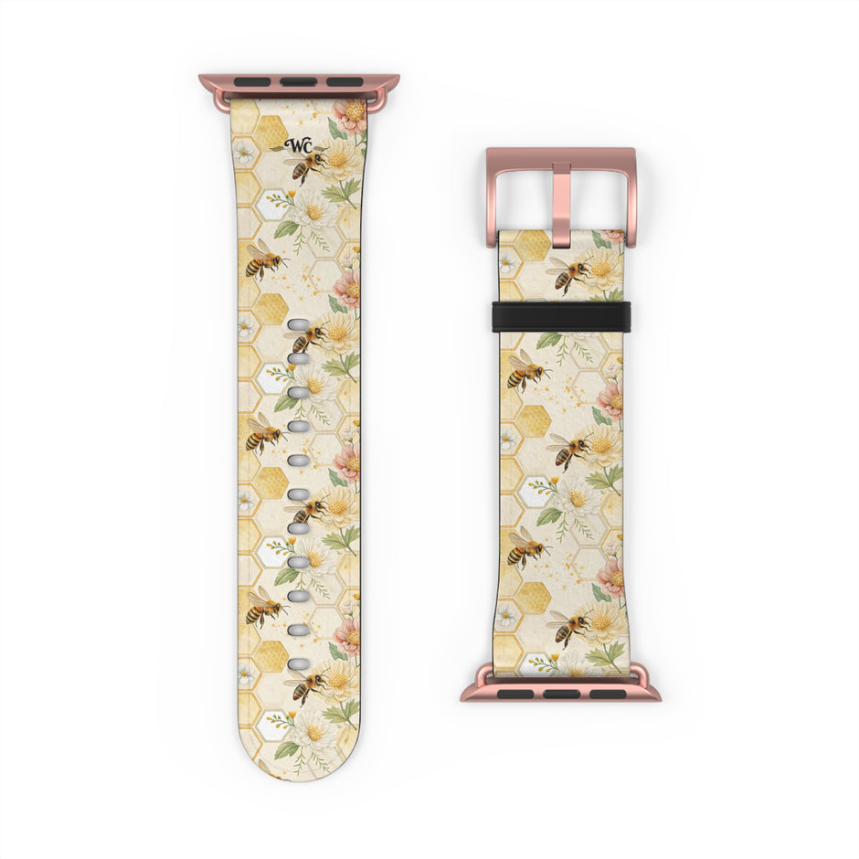 Honeycomb Heaven - Honeybee Apple Watch Band— Bee & Honeycomb Pattern Apple Watch Strap